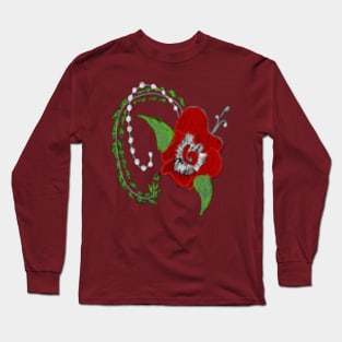 Red rose and green branches Long Sleeve T-Shirt